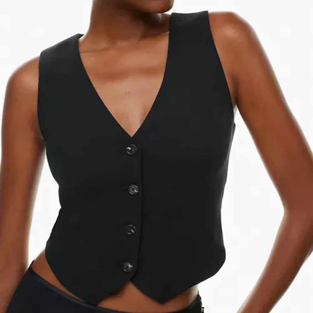 Aritzia Black Button-Up Vest Top